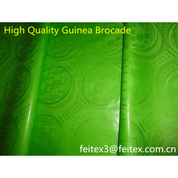 Stock súper calidad Guinea Brocade Bazin riche 10 metros / bolsa limón color verde venta de perfume suave tejidos jacquard